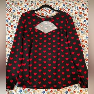 SHEIN Black and Red Peekaboo Long-Sleeved Top